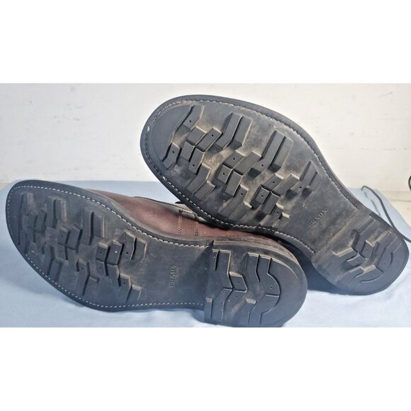 Prada Made in Italy Lace-up Ankle Boots Men's 9.5 Brown 0725 - Picture 9 of 16